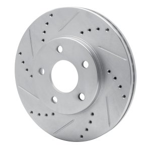 Chevrolet HHR Brake Rotor (1) - Front Left - R1 Concepts - Drilled & Slotted - Silver - `06-`11